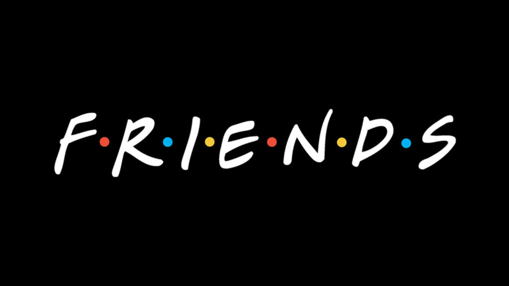 Friends tv show logo white text